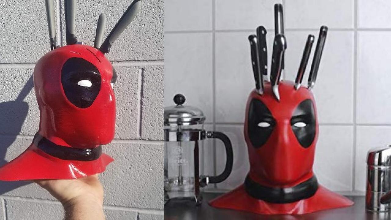 3D Printed Deadpool Knife Block for Marvel Fans - Cooking Gizmos