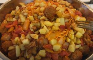 Meatball Ramen with Fried Potatoes